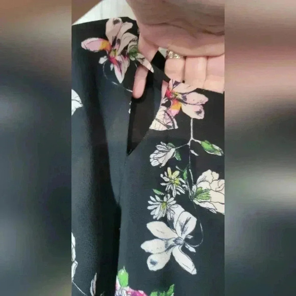 Julian Taylor dress black with floral pattern size 16 - Picture 2 of 6